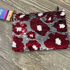 Coin Purse Wallet Wristlet- Razorback RedMaroon & Silver Cheetah NWT